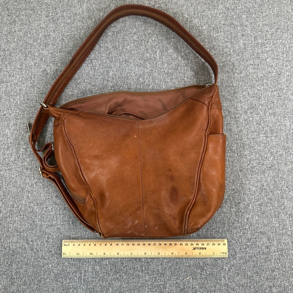Vintage Fossil Brown Leather Crossbody Bag‎ Hobo Purse Multi Pocket Boho